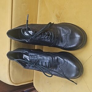 Steve Madden Black Leather Heeled  Ankle Booties